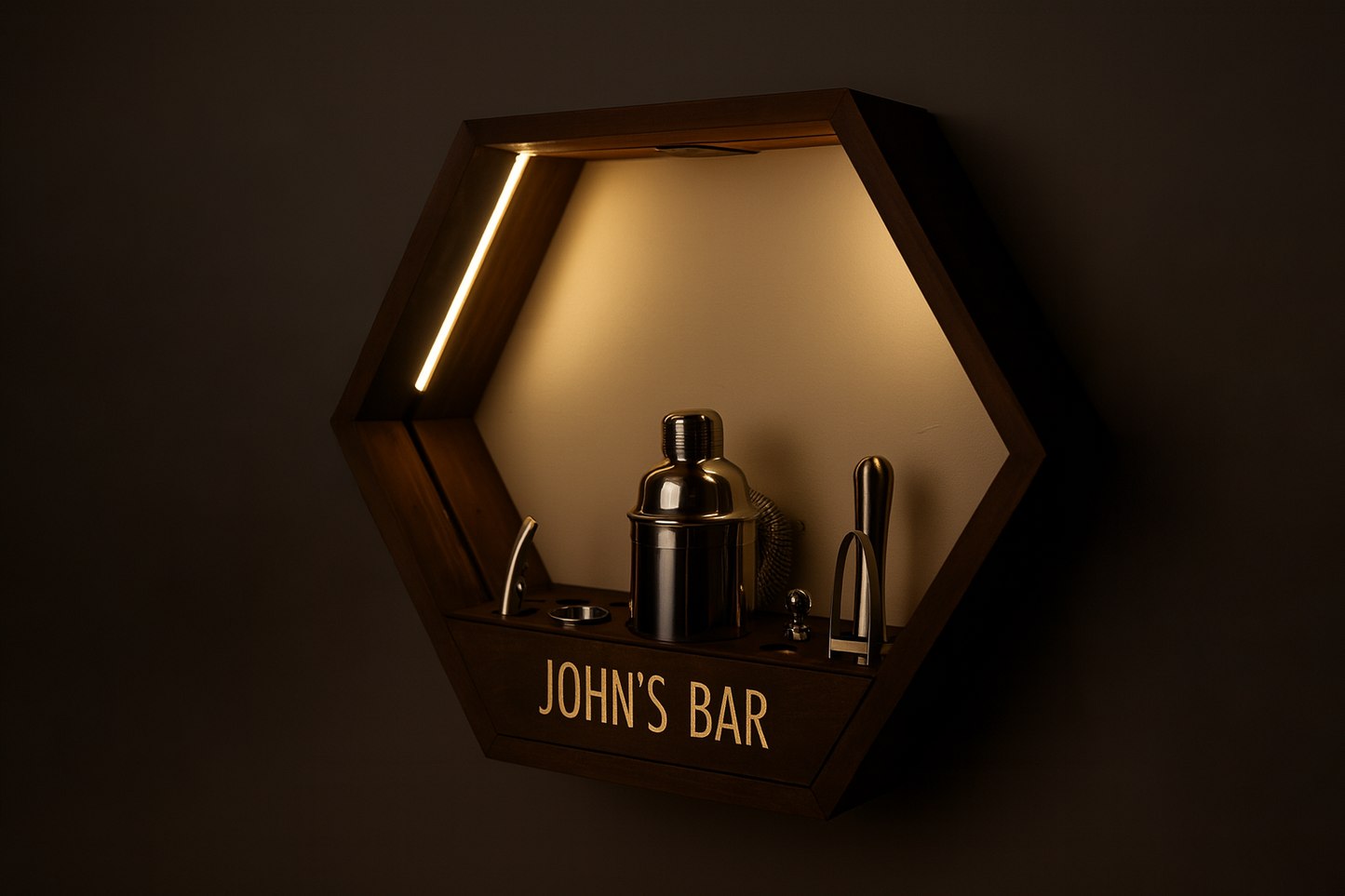 Illuminated Bar Hexagon Trio - Professional Home Bar Display System