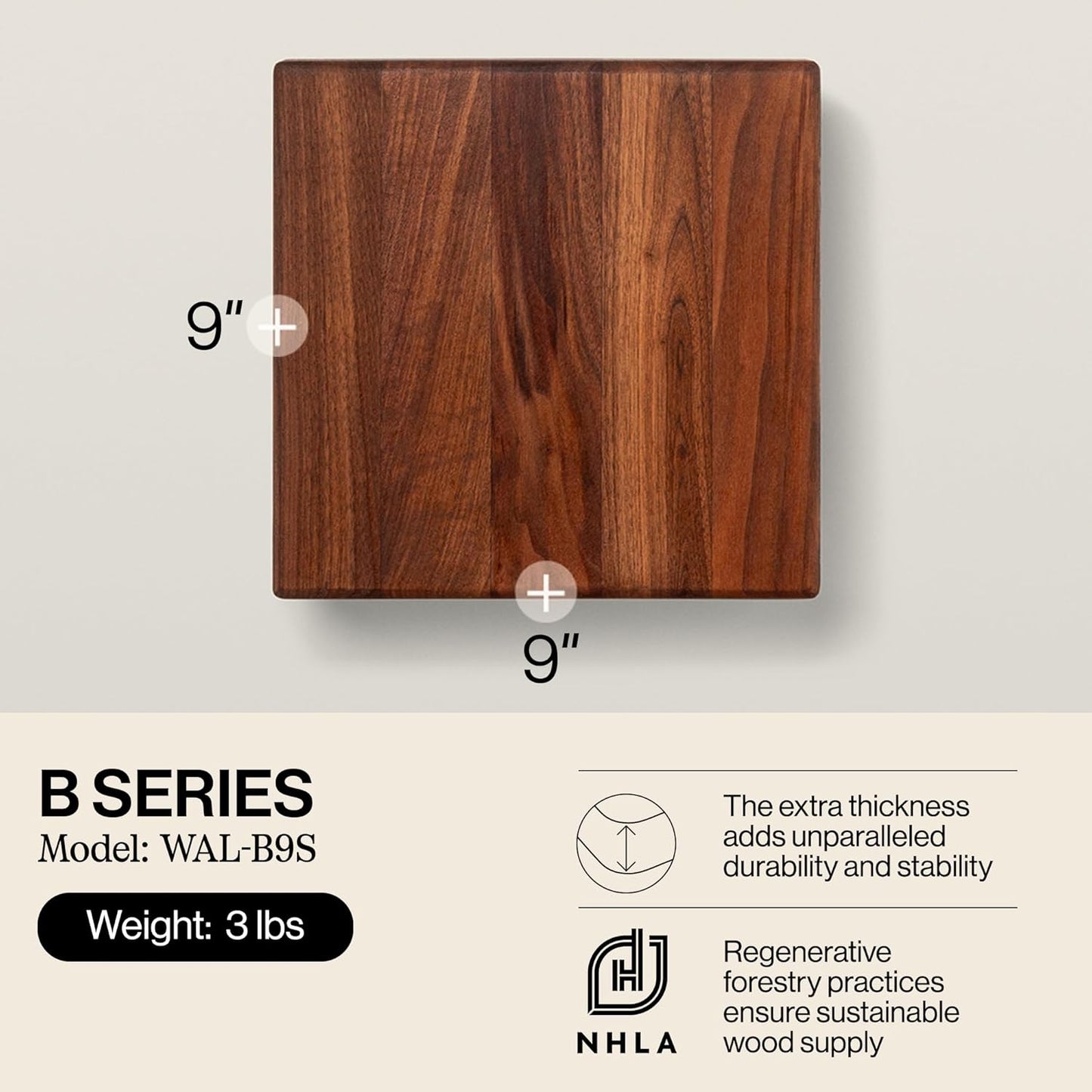 Square Wood Cutting Board - Walnut