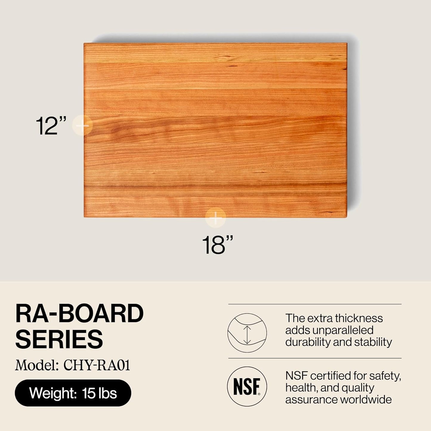 Large Reversible Wood Cutting Board - Cherry