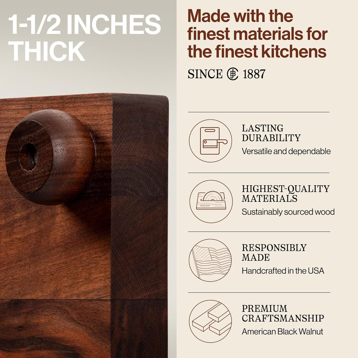 Square Wood Cutting Board - Walnut