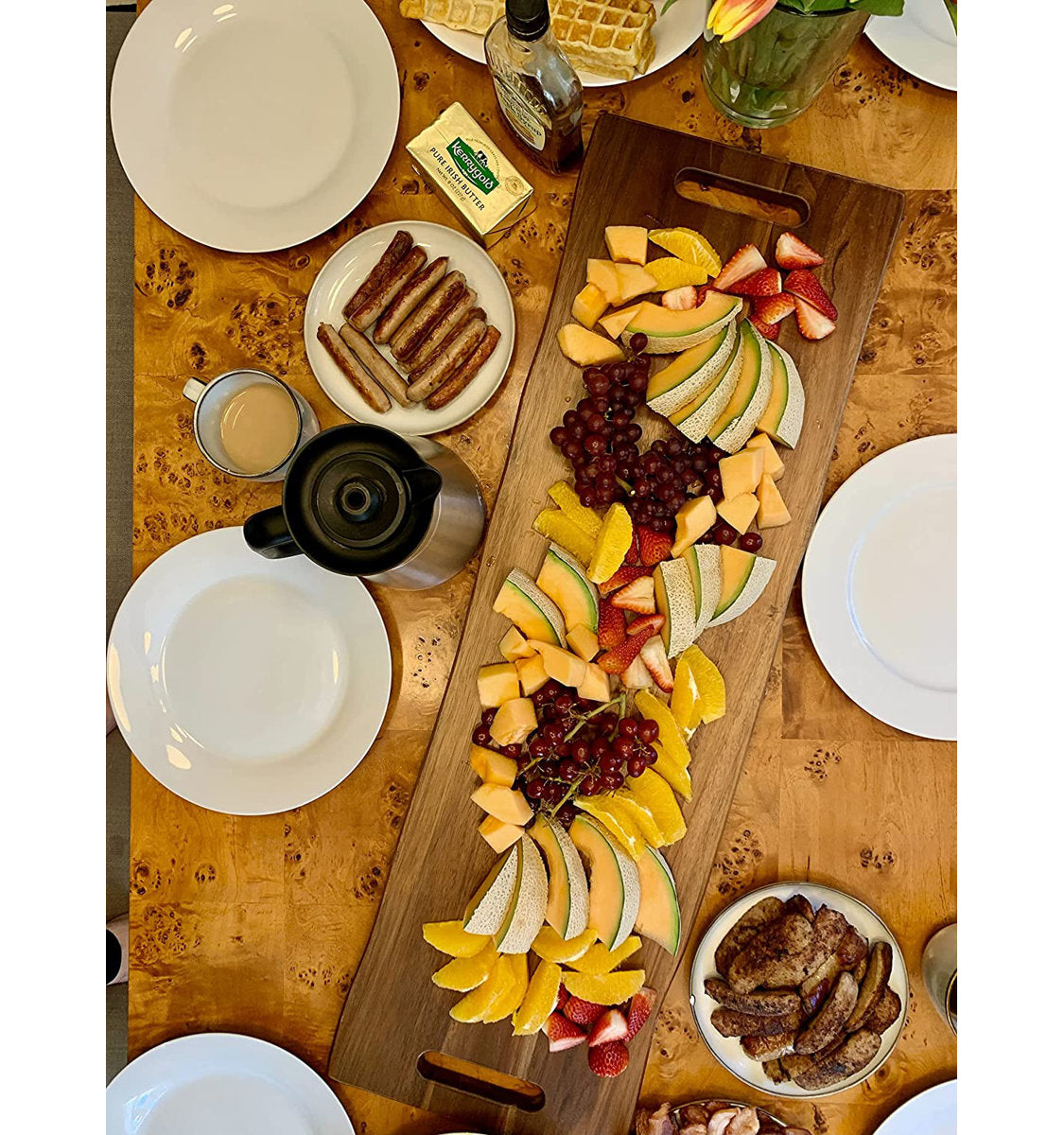 Acacia Charcuterie Board with Handles - 36"