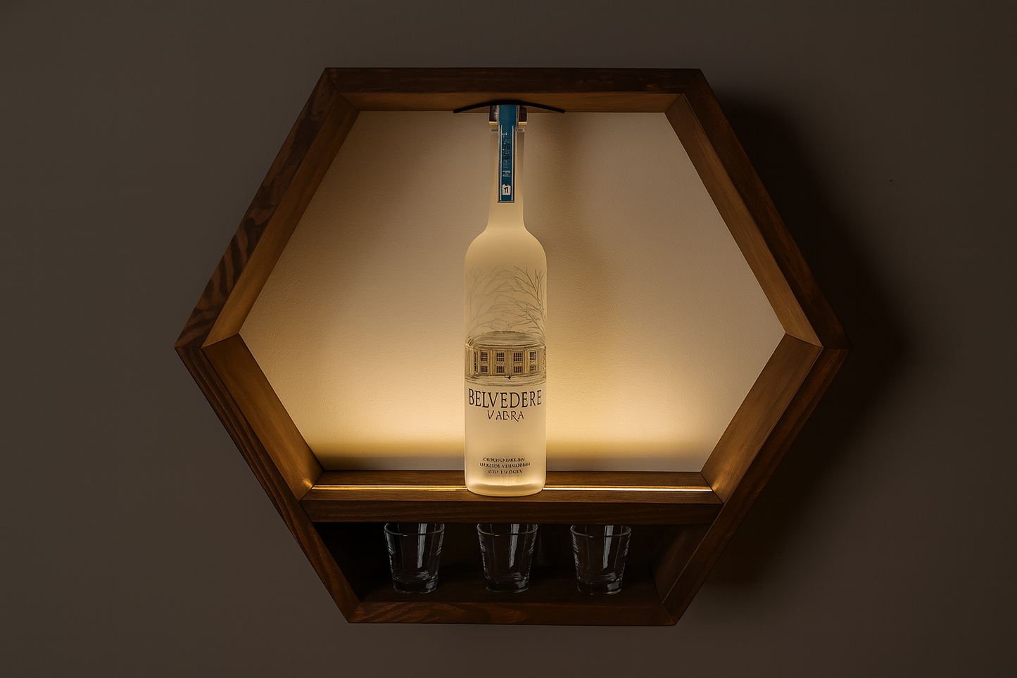 Illuminated Bar Hexagon Trio - Professional Home Bar Display System