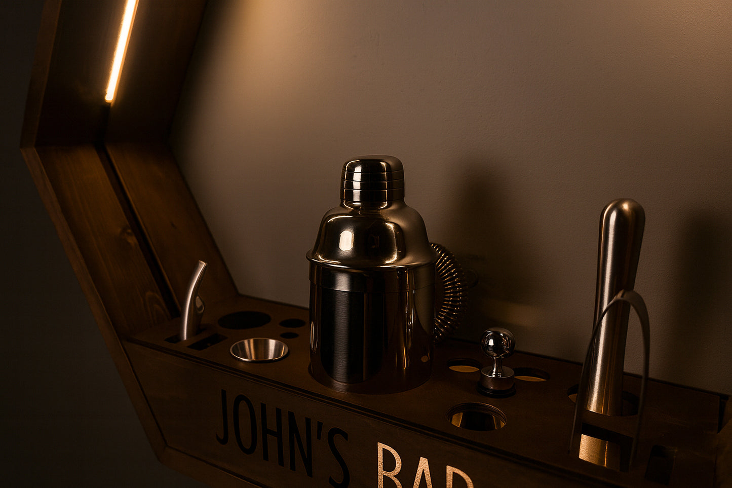 Illuminated Bar Hexagon Trio - Professional Home Bar Display System
