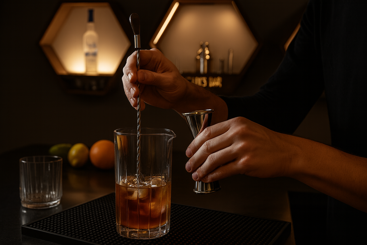 Illuminated Bar Hexagon Trio - Professional Home Bar Display System