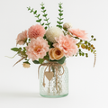 Pink Dahlia Artificial Flowers with Vase