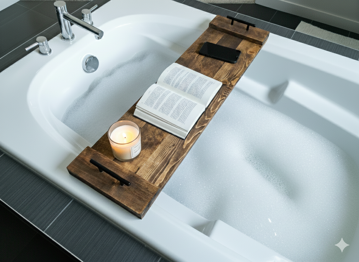 Wood Bath Caddy Tray