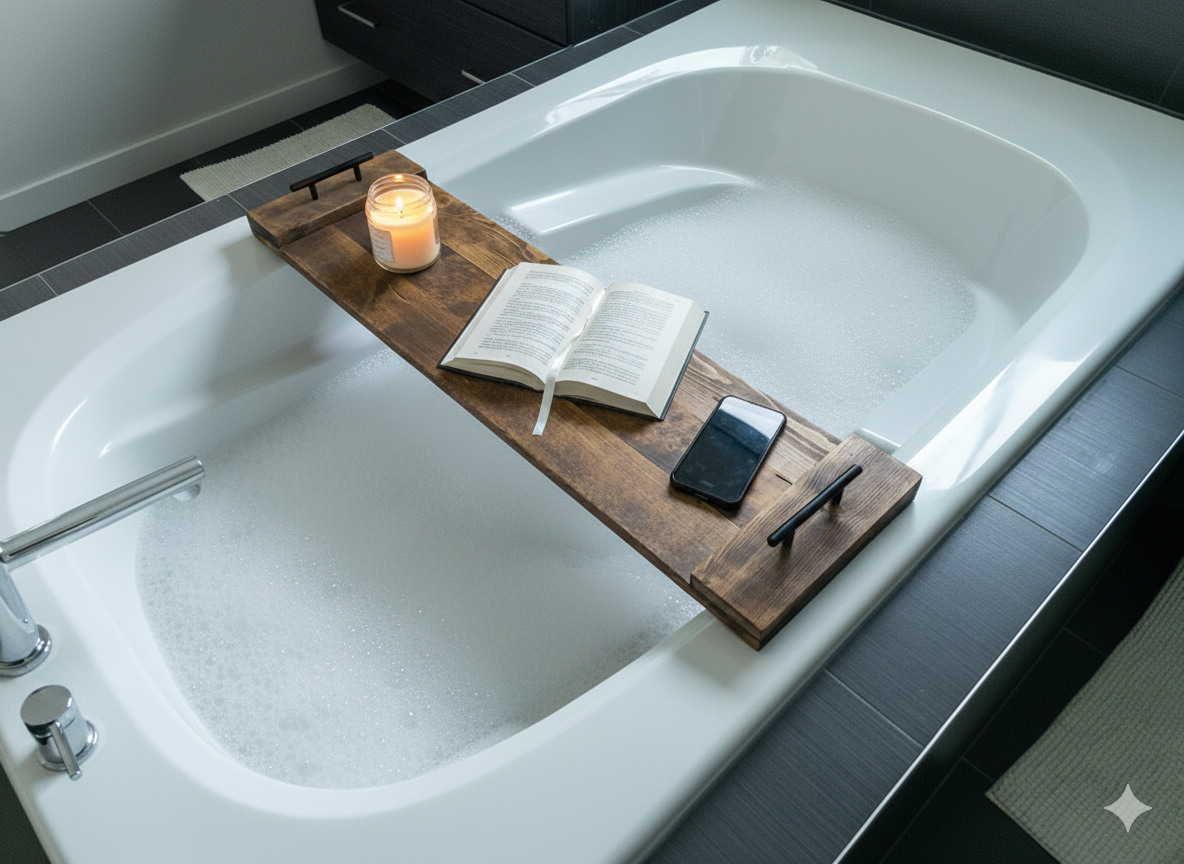 Wood Bath Caddy Tray