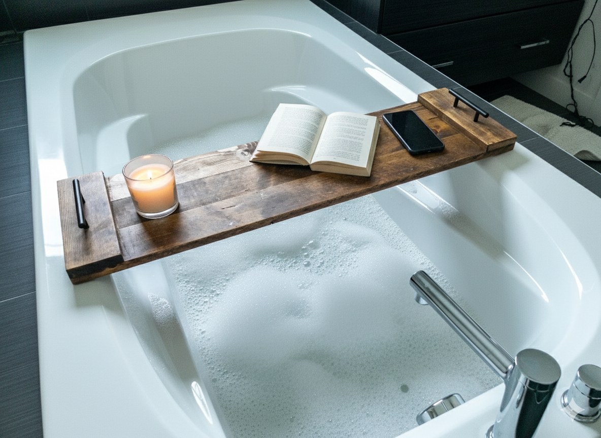 Wood Bath Caddy Tray