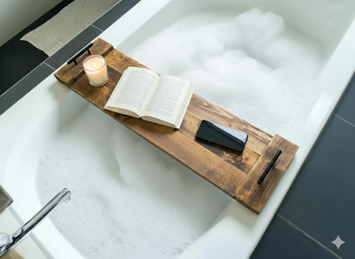 Wood Bath Caddy Tray