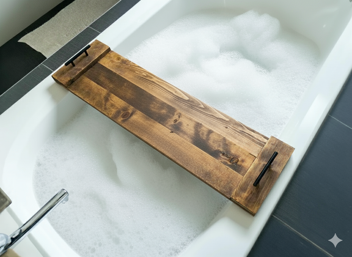 Wood Bath Caddy Tray