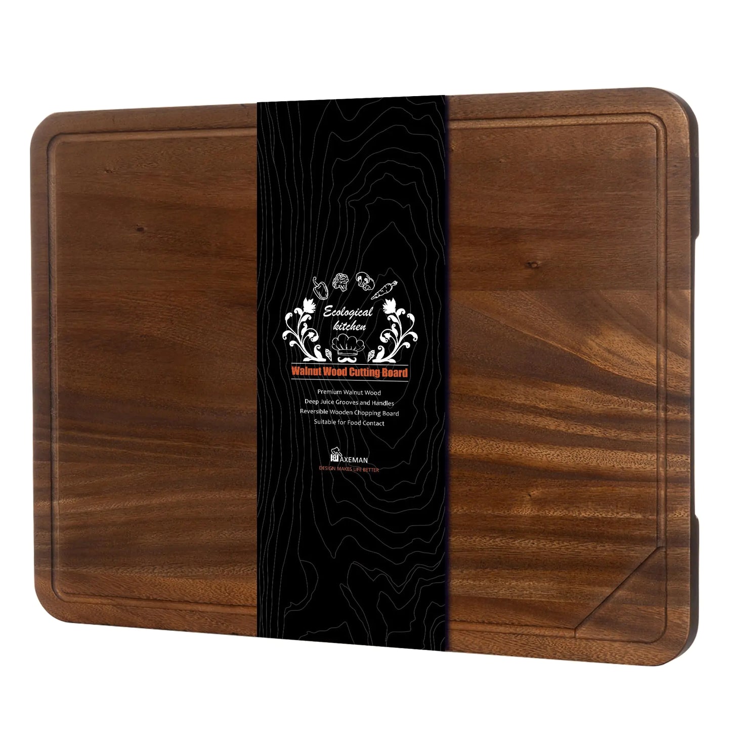Walnut Wood Cutting Board with Juice Groove - 24x18 inch