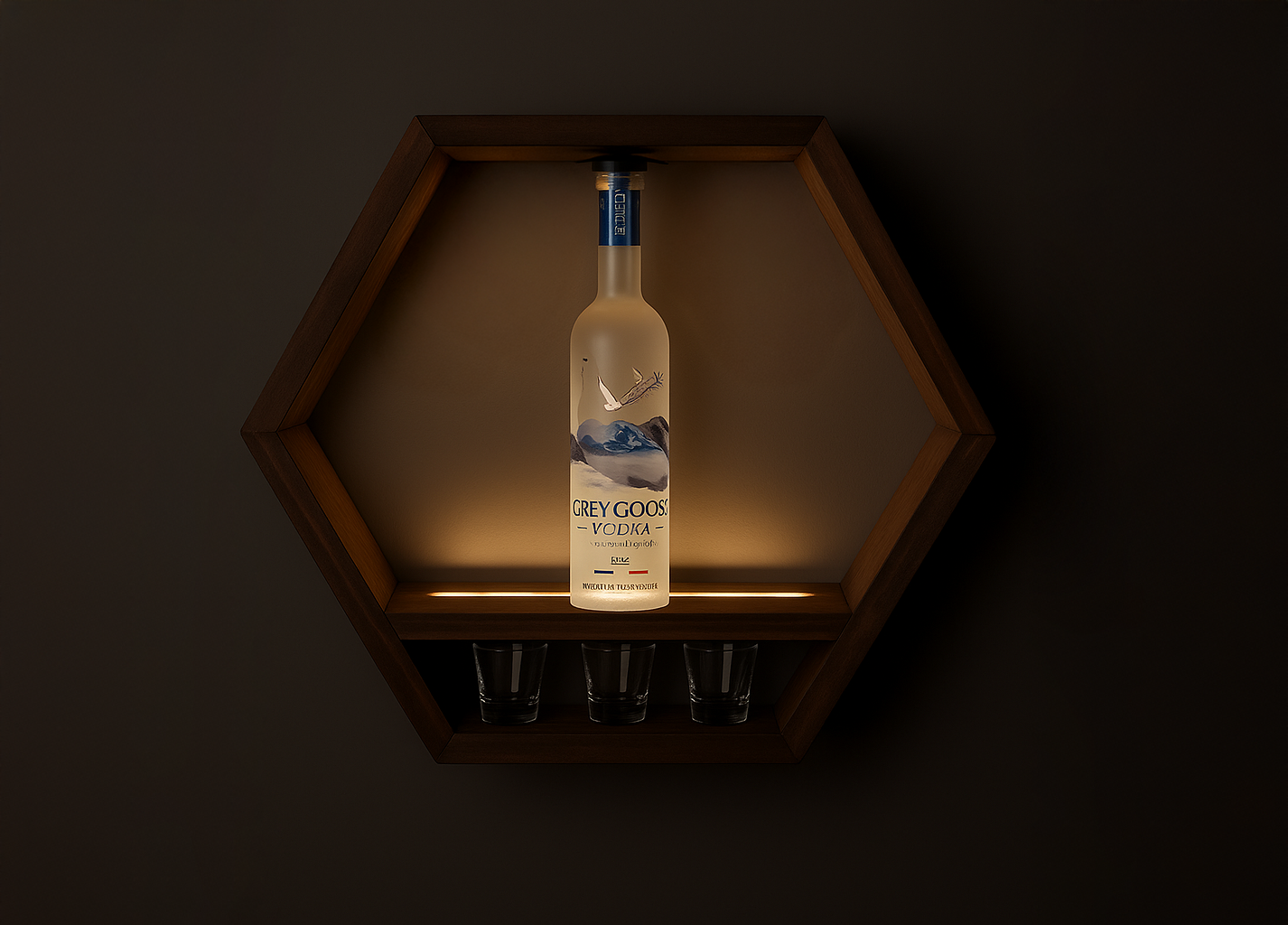 Illuminated Bar Hexagon Trio - Professional Home Bar Display System