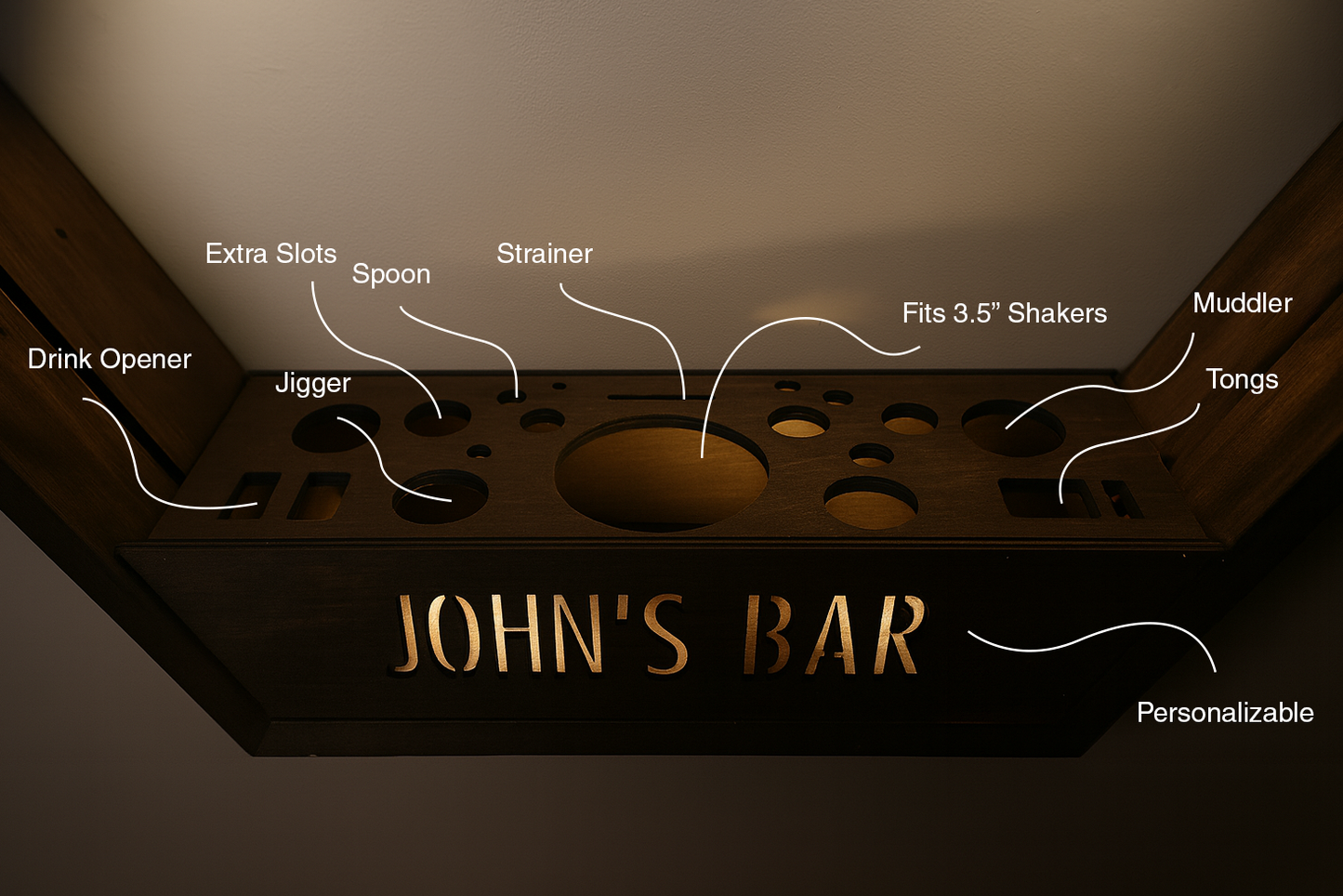 Illuminated Bar Hexagon Trio - Professional Home Bar Display System