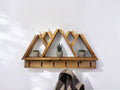 Wood Wall Mounted Coat Rack, 5 Peak Mountain Shelf with Hooks - 27" x 17"