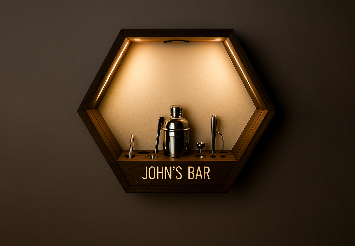 Illuminated Bar Hexagon Trio - Professional Home Bar Display System