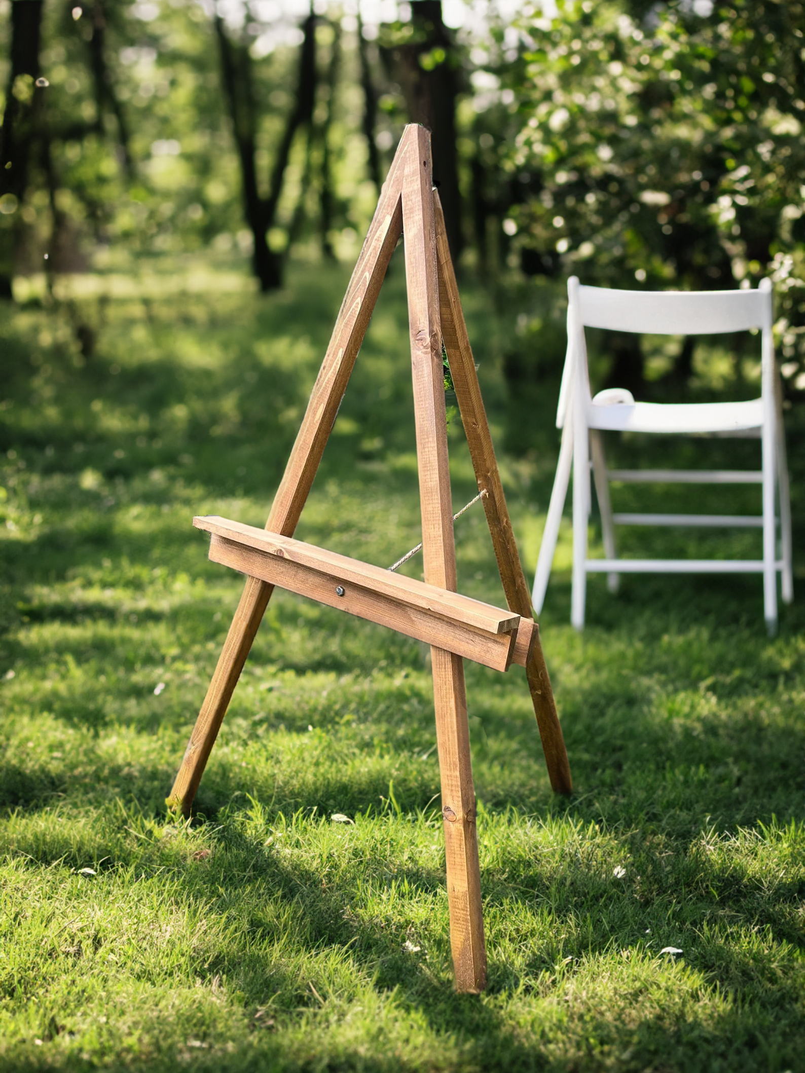 Wedding Sign Easel - Wood Floor Easel with Adjustable Shelf