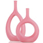 Pink Ceramic Hollow Elliptical Vase - Set of 2