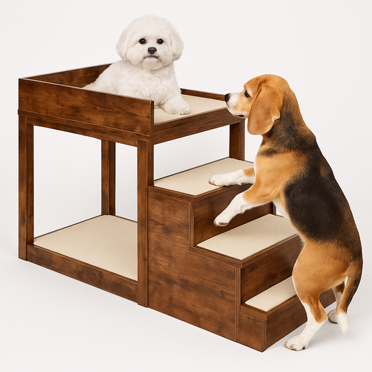 Pet Bunk Bed with Stairs Dog/Cat Window Perch
