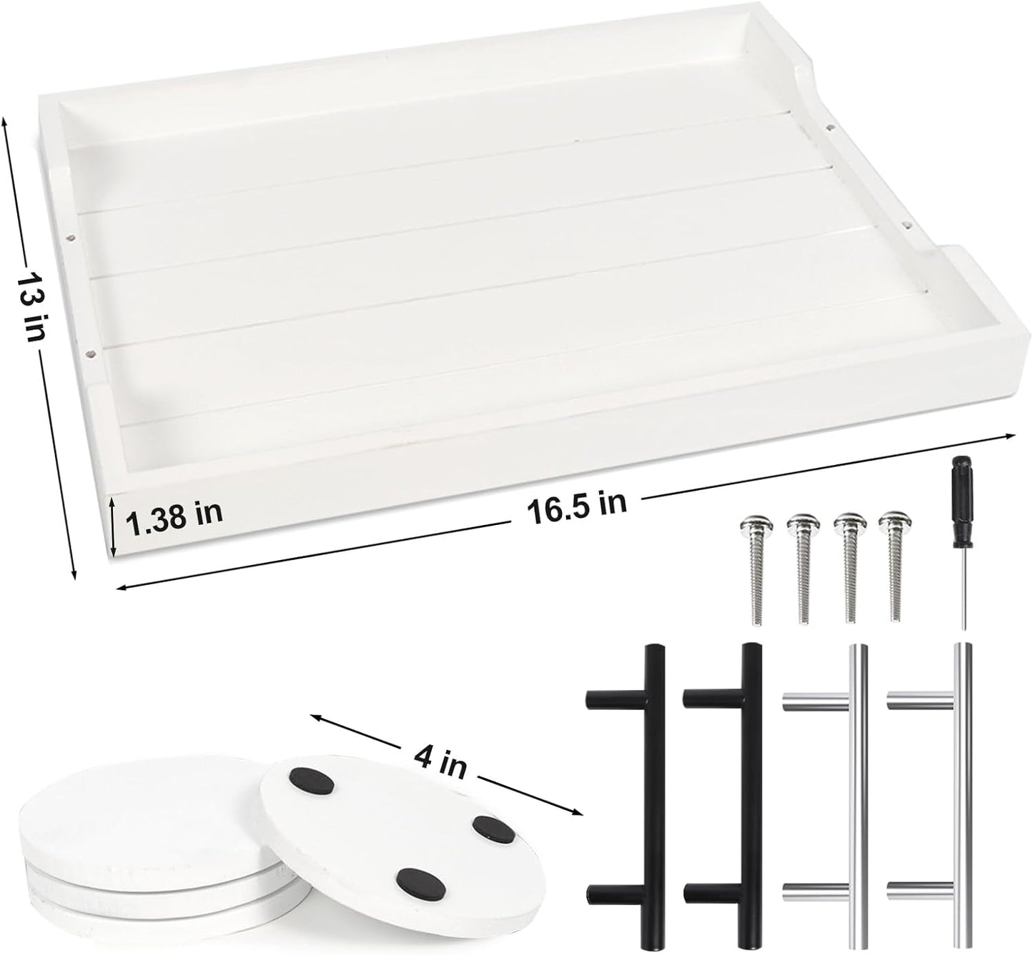 Coffee Table Tray - Large Ottoman Tray for Living Room