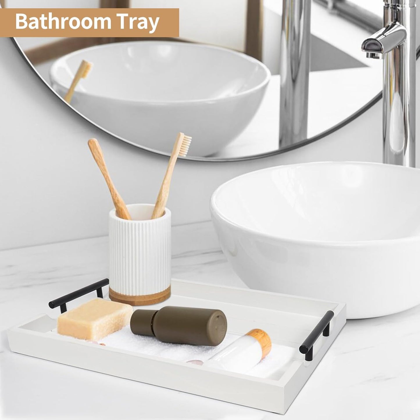 Coffee Table Tray - Large Ottoman Tray for Living Room