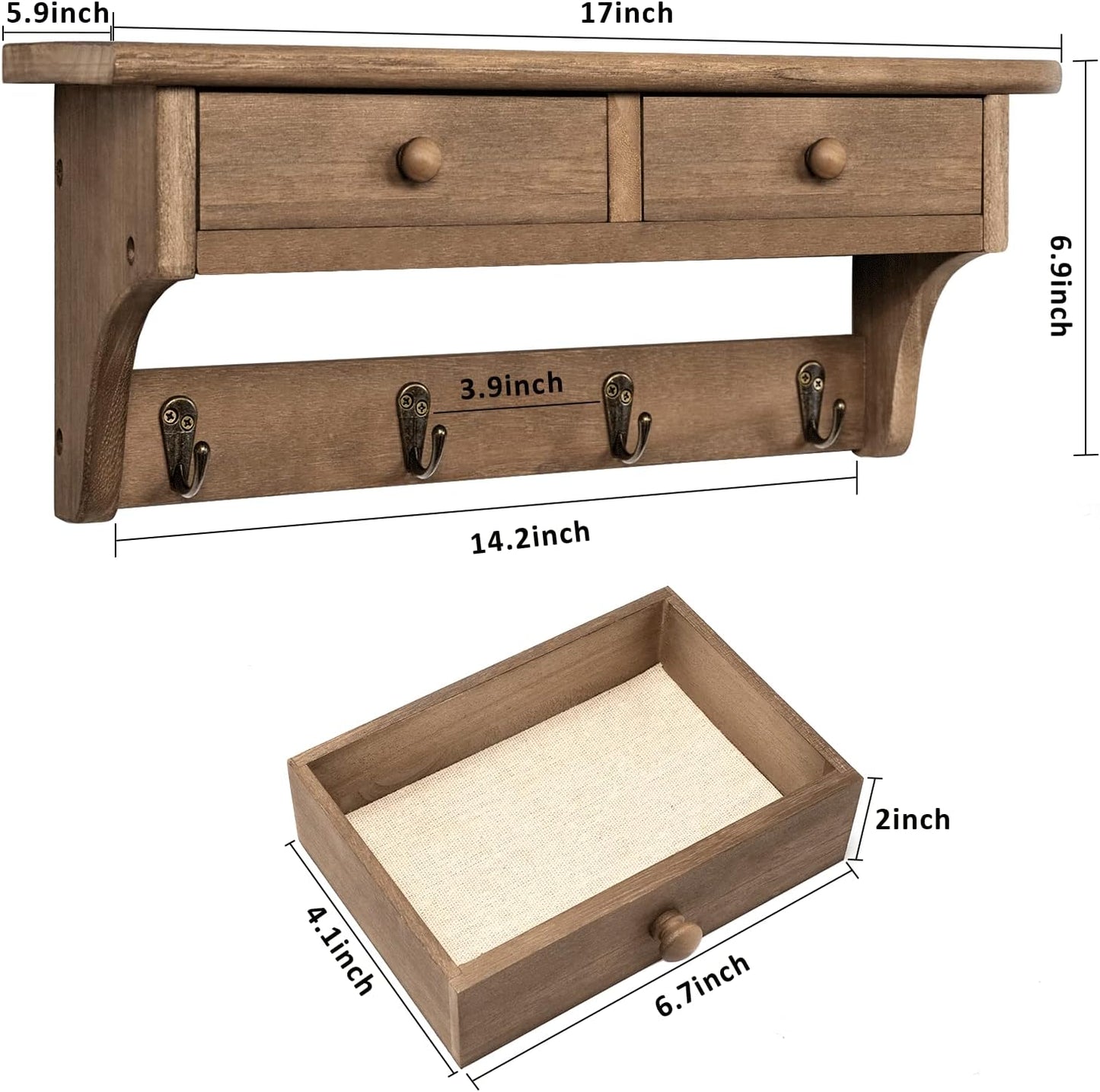 Wall Mounted Rustic Wood Coat Rack