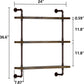 3 Tier Industrial Pipe Shelf -  Rustic Wood Floating Shelves (24inch)