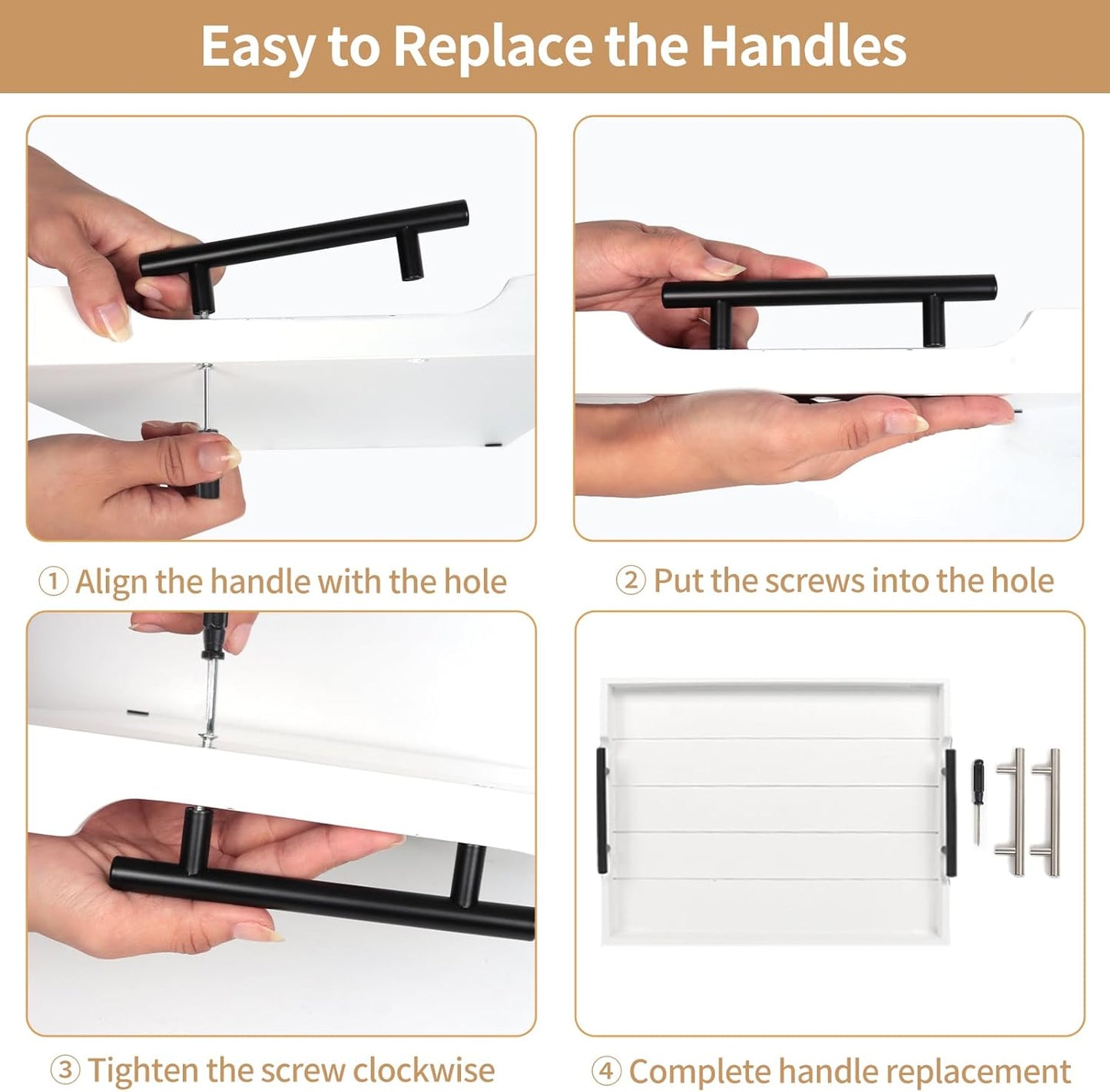 Coffee Table Tray - Large Ottoman Tray for Living Room