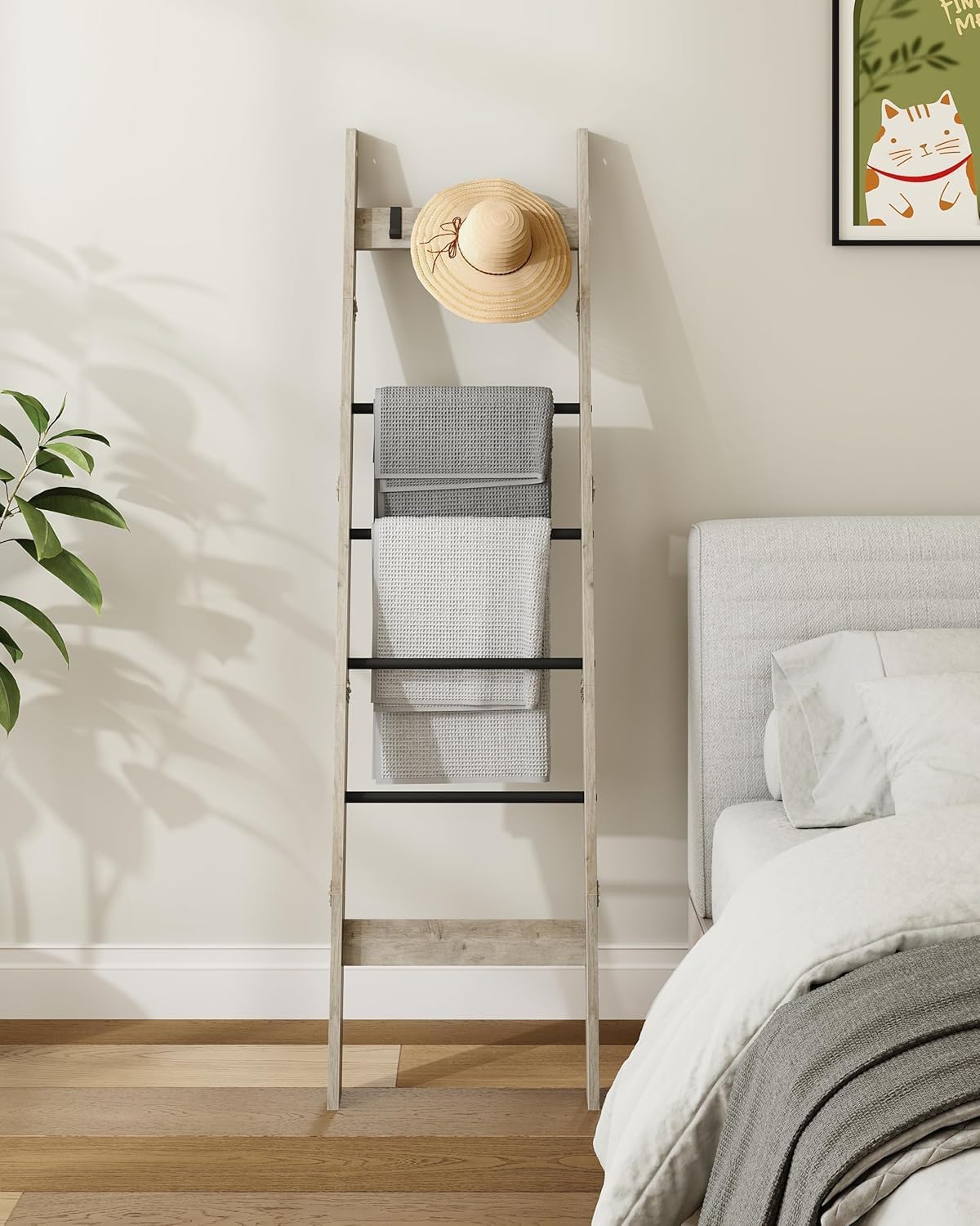 Blanket Ladder Shelf - 6-Tier Farmhouse Ladder Holder Organizer