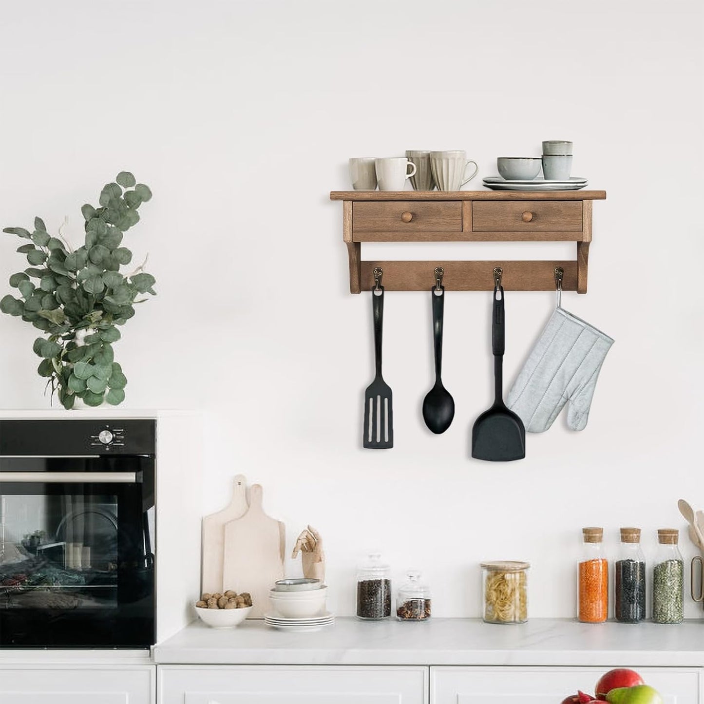 Wall Mounted Rustic Wood Coat Rack