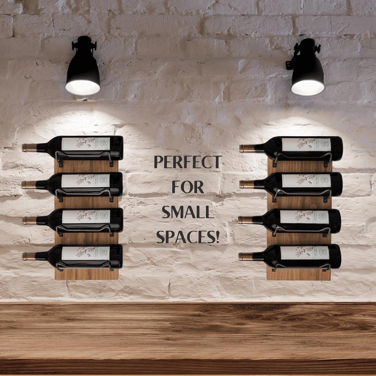 Handcrafted Wooden Wine Rack - Wall Mounted - 8 Bottle Storage