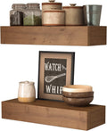 Rustic Wood Floating Shelves - (Light Walnut 17 Inch - 2 Pack)