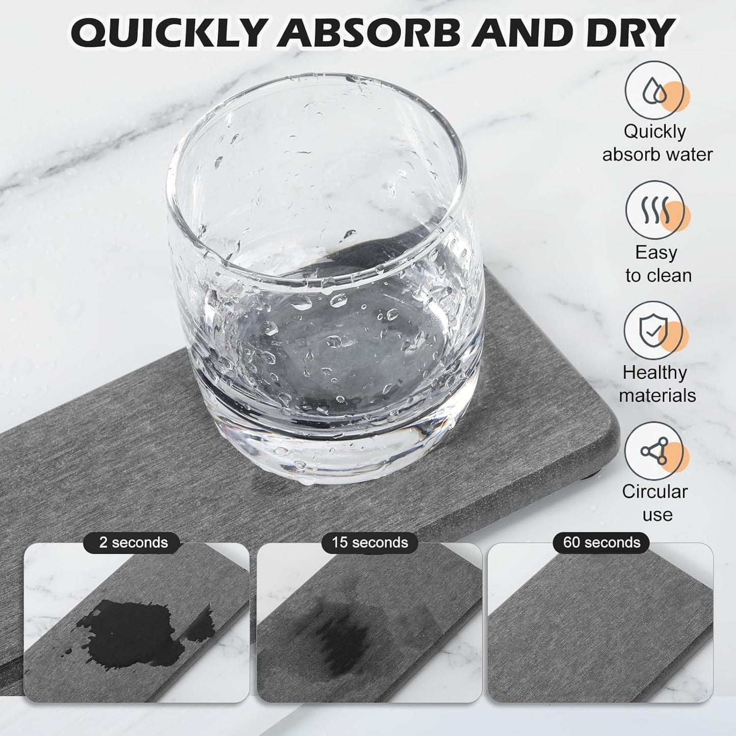 Water Absorbing Stone Trays for Sink - Fast Drying Stone - Sink Tray Water Absorbent Diatomite Tray Stone Soap Tray Diatomaceous Coaster Stone Drying Trays for Bathroom Sink and Kitchen Counter