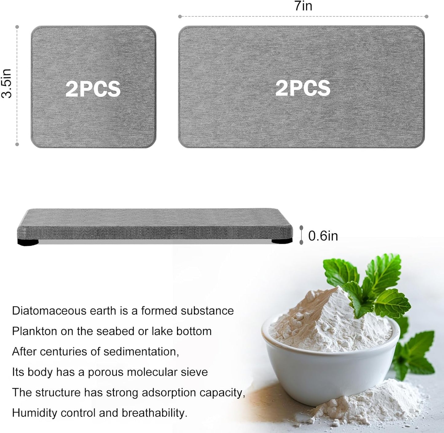Water Absorbing Stone Trays for Sink - Fast Drying Stone - Sink Tray Water Absorbent Diatomite Tray Stone Soap Tray Diatomaceous Coaster Stone Drying Trays for Bathroom Sink and Kitchen Counter
