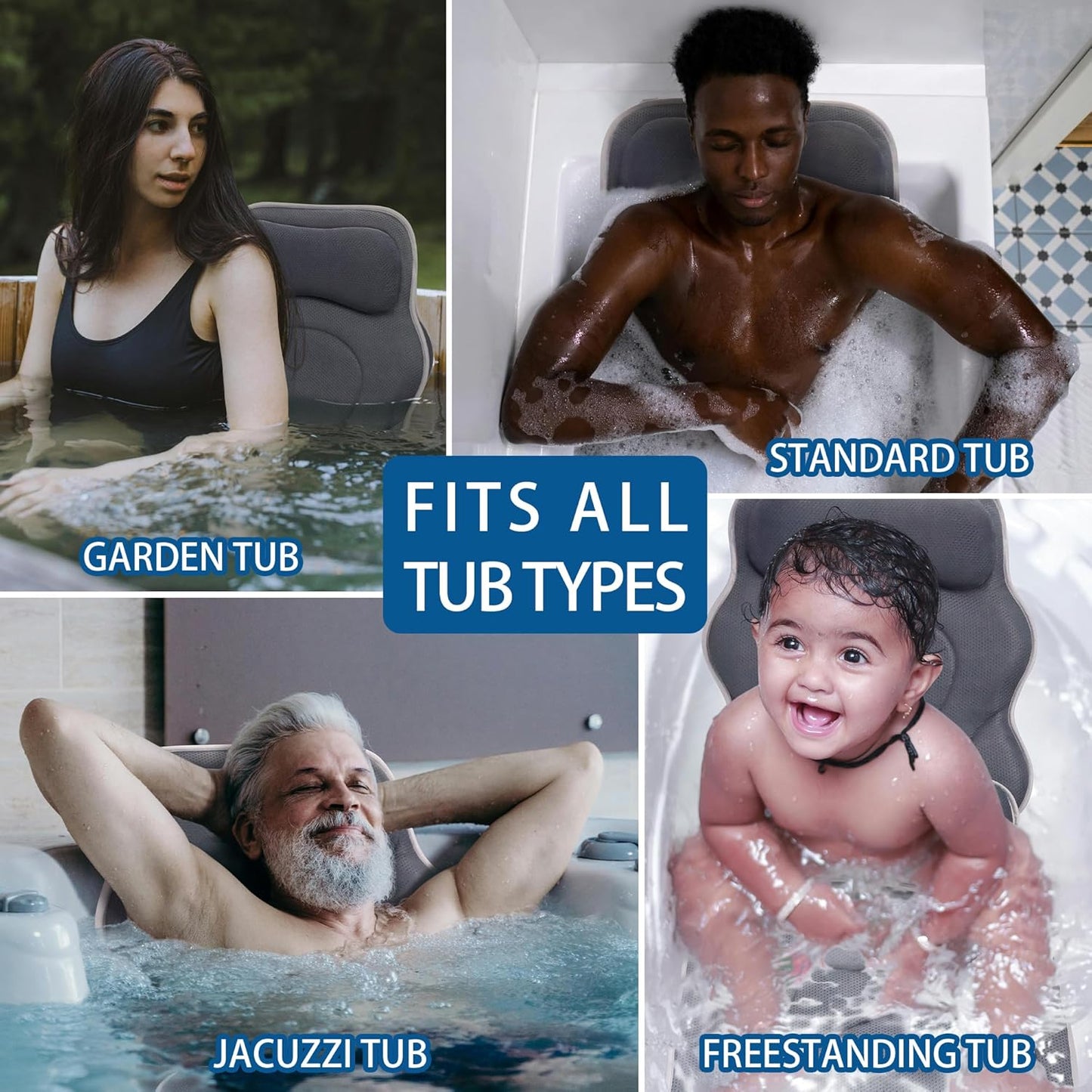 Luxury Full Body Bath Pillow for Bathtub - Extra Large & Waist Support Cushion Exclusive Anti-Slip Coating Bathtub Mat for Ultimate Comfort & Safety