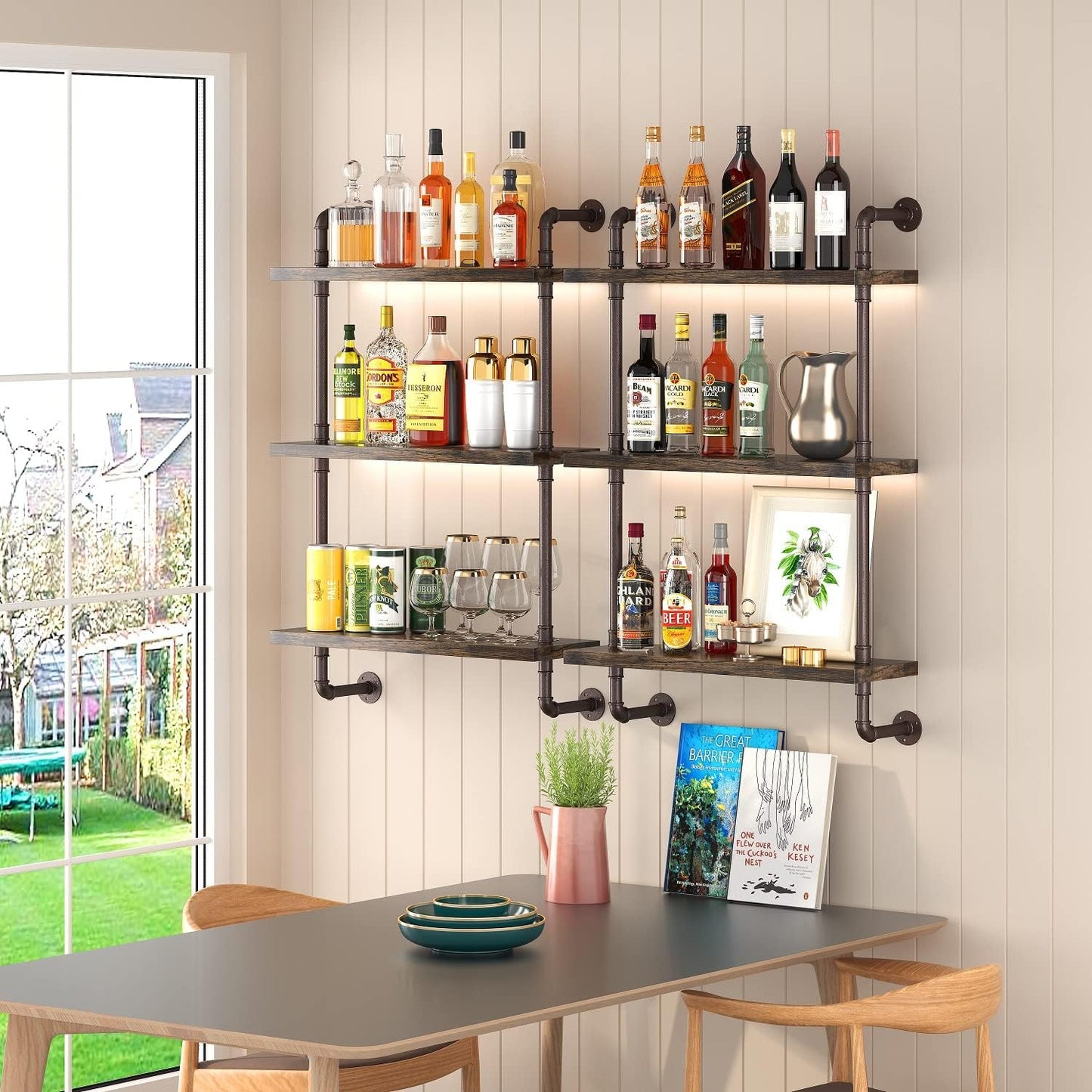 3 Tier Industrial Pipe Shelf -  Rustic Wood Floating Shelves (24inch)