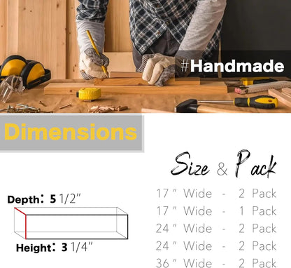 Rustic Wood Floating Shelves - (Light Walnut 17 Inch - 2 Pack)