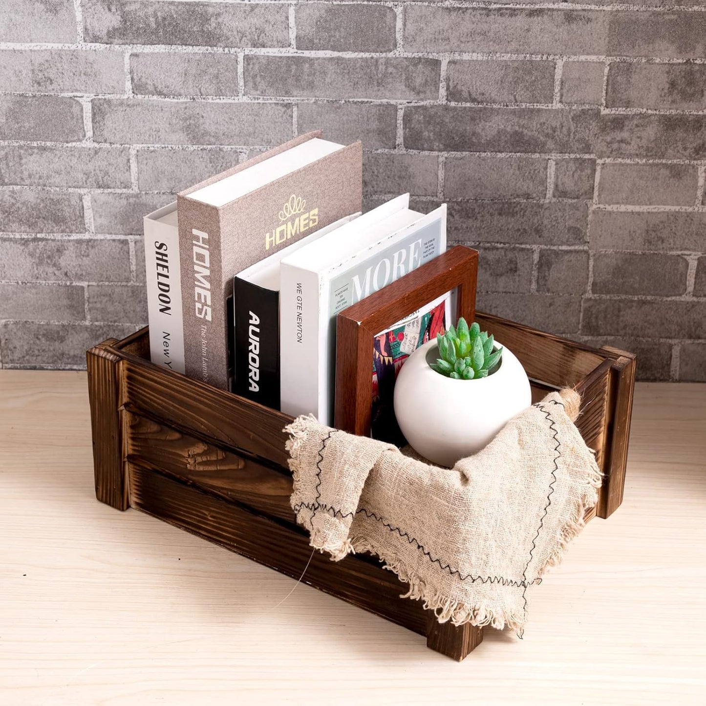 Set of 3 Rustic Wood Nesting Crates