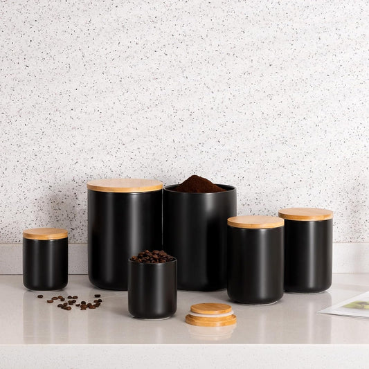 Black Canisters Sets for Kitchen - Set of 3