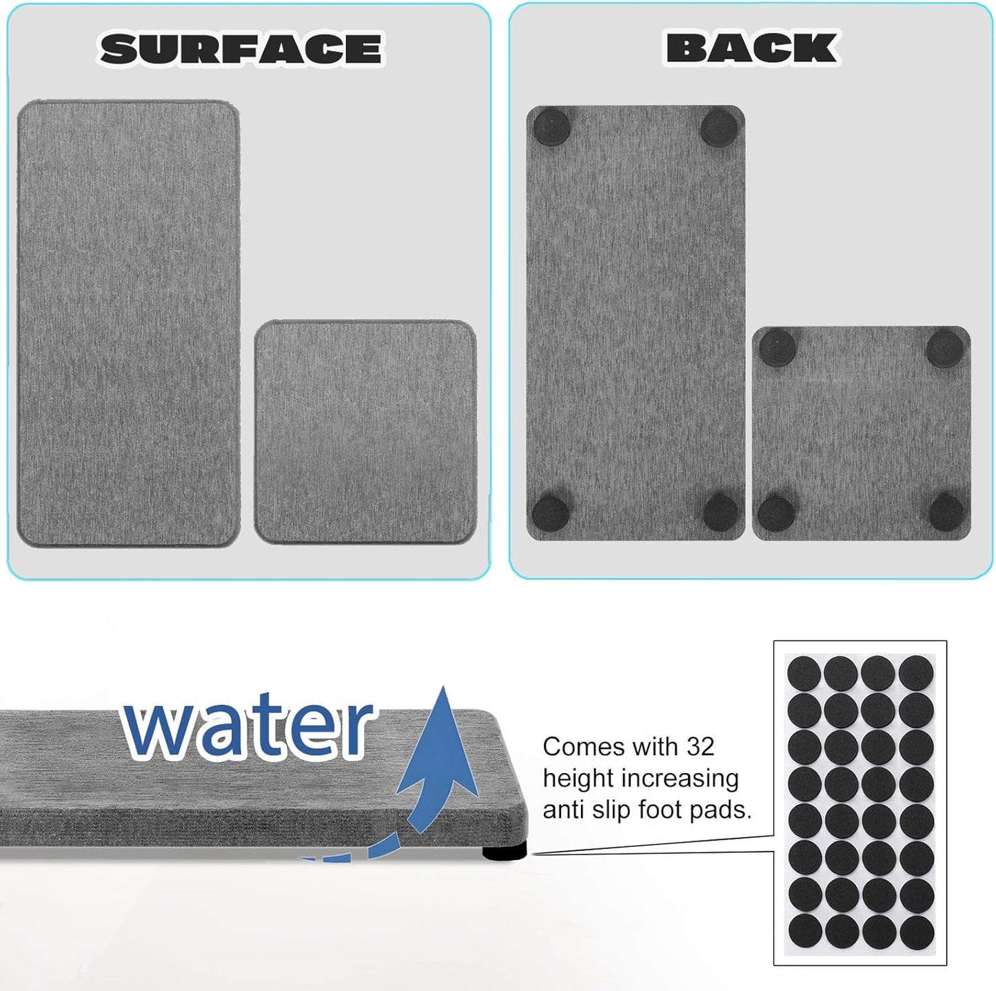 Water Absorbing Stone Trays for Sink - Fast Drying Stone - Sink Tray Water Absorbent Diatomite Tray Stone Soap Tray Diatomaceous Coaster Stone Drying Trays for Bathroom Sink and Kitchen Counter