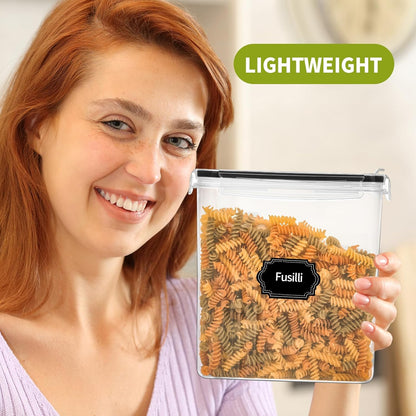 Airtight Food Containers with Lids for Kitchen & Pantry Organization - BPA-Free Plastic Canister 20 Labels & Marker