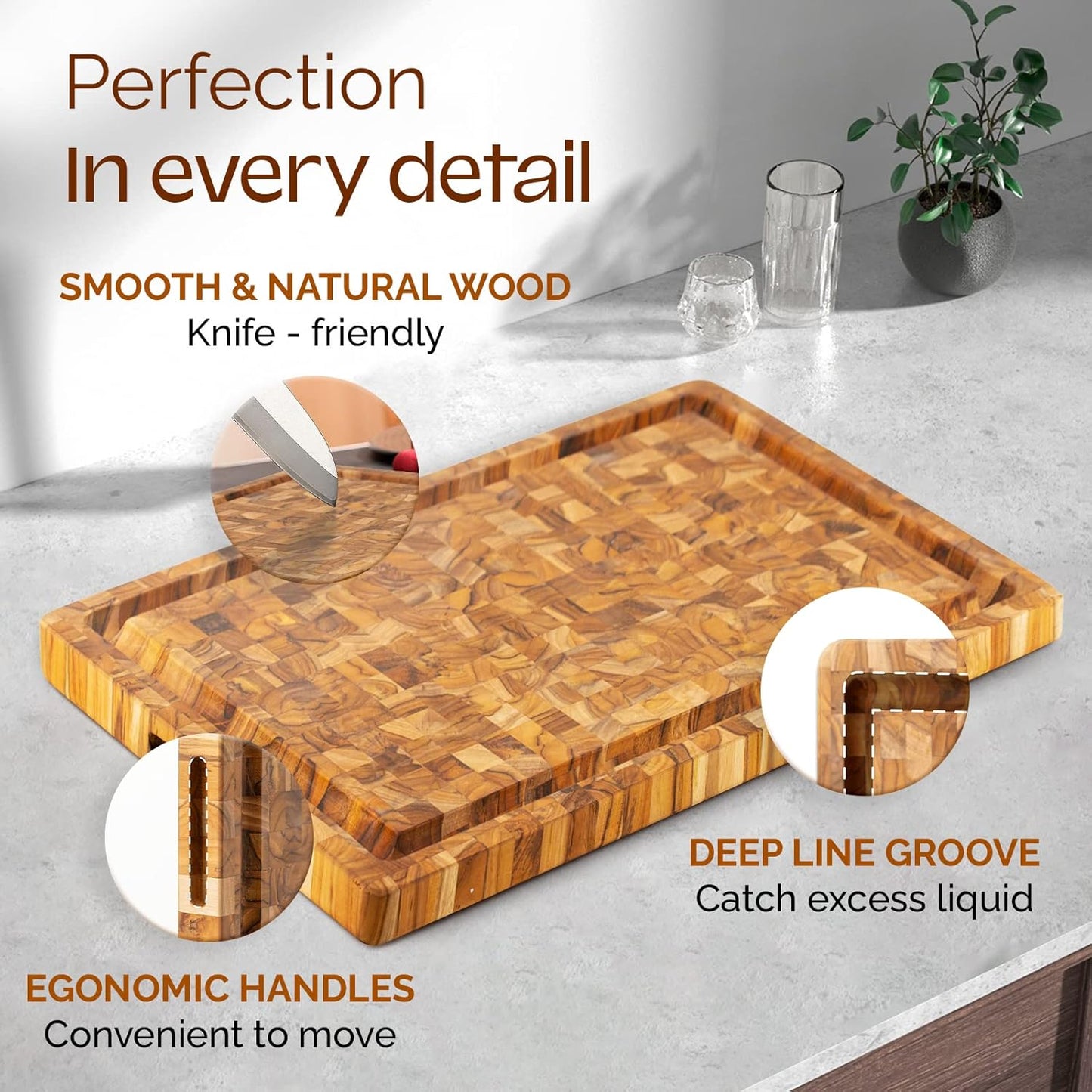 End Grain Teak Cutting Board