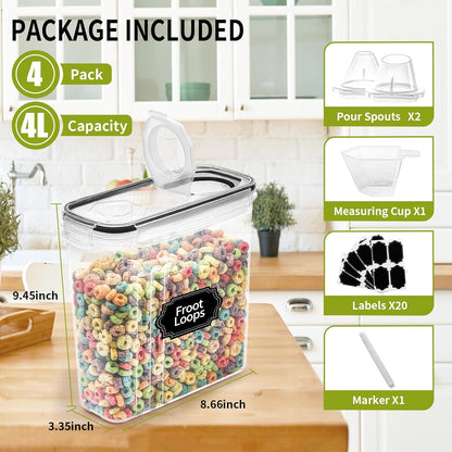 Airtight Food Containers with Lids for Kitchen & Pantry Organization - BPA-Free Plastic Canister 20 Labels & Marker