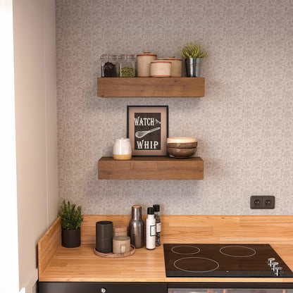 Rustic Wood Floating Shelves - (Light Walnut 17 Inch - 2 Pack)