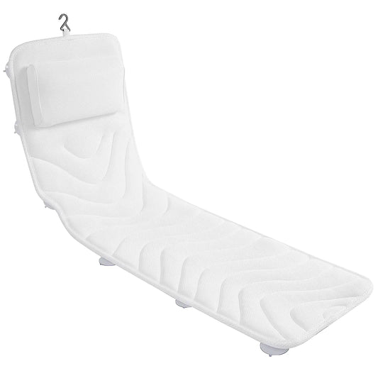 Full Body Bath Pillow for Bathtub - Non-Slip Bath Pillow - 50 x 15" (White)