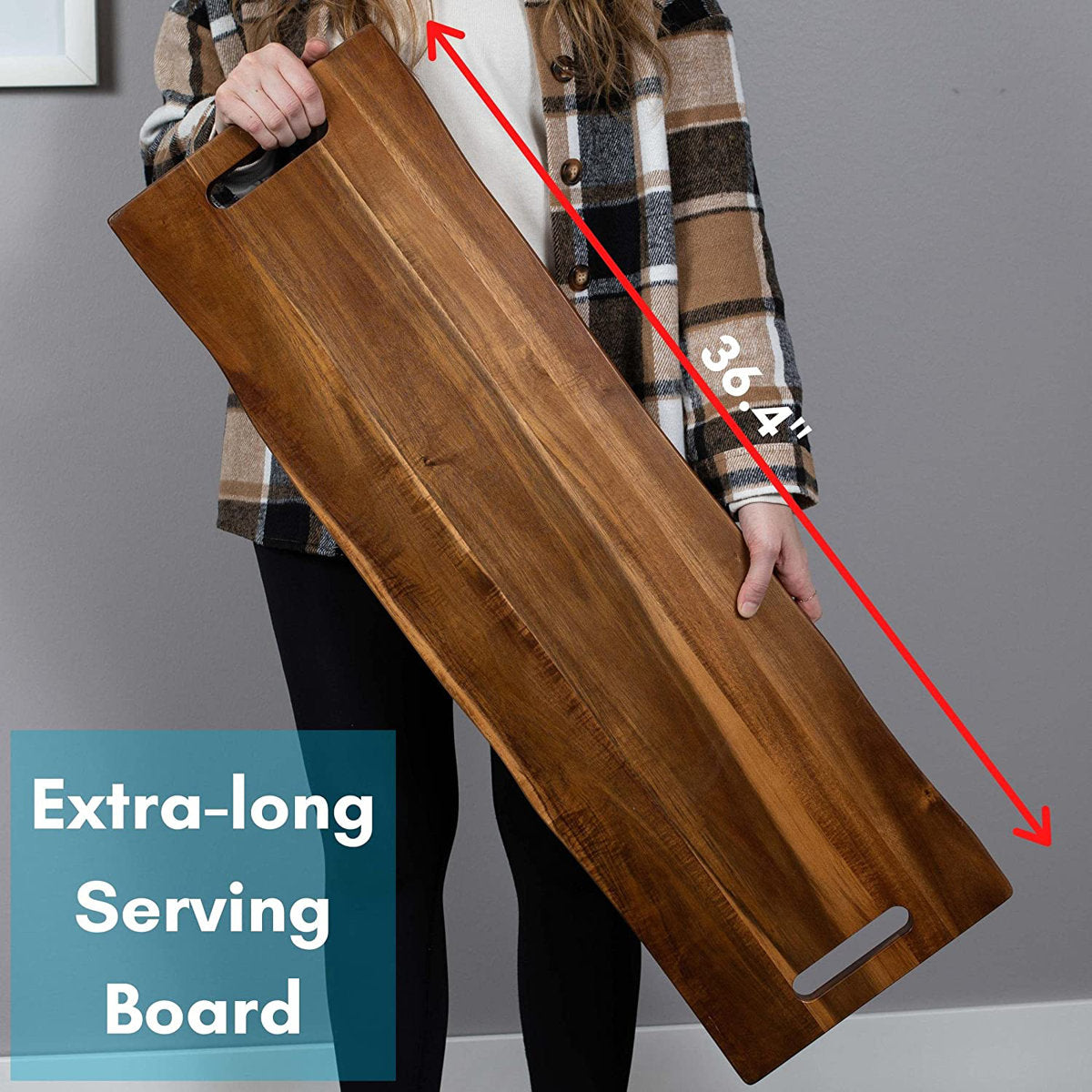 Acacia Charcuterie Board with Handles - 36"