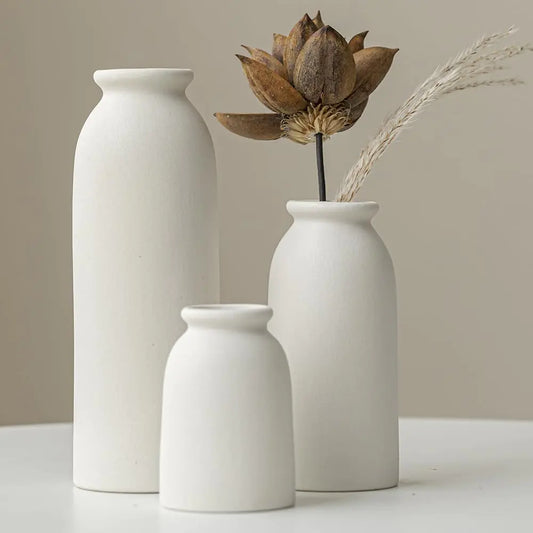Set of 3 Ceramic Vases (white)