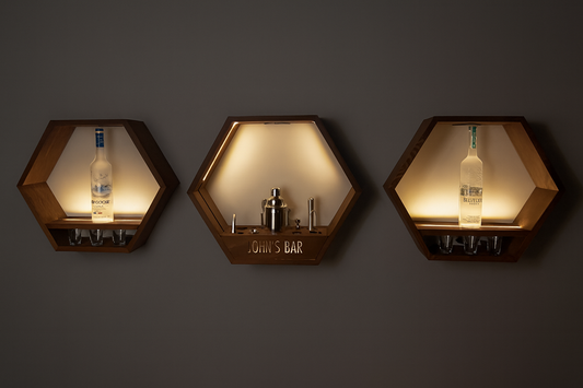 Illuminated Bar Hexagon Trio - Professional Home Bar Display System