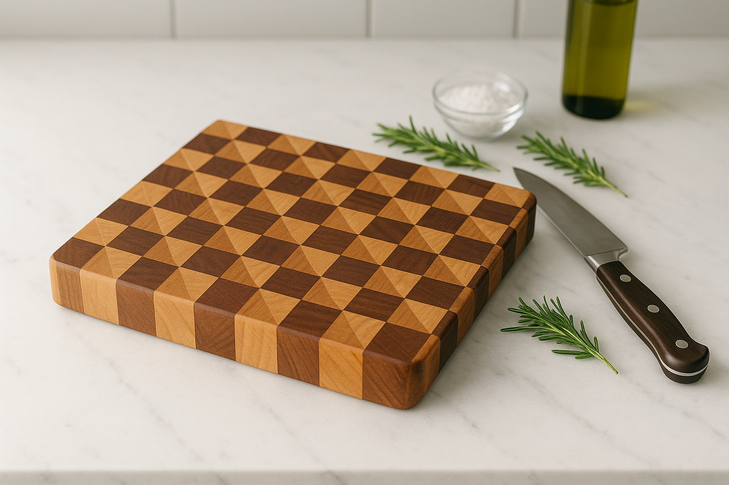End Grain Wooden Cutting Board - Walnut
