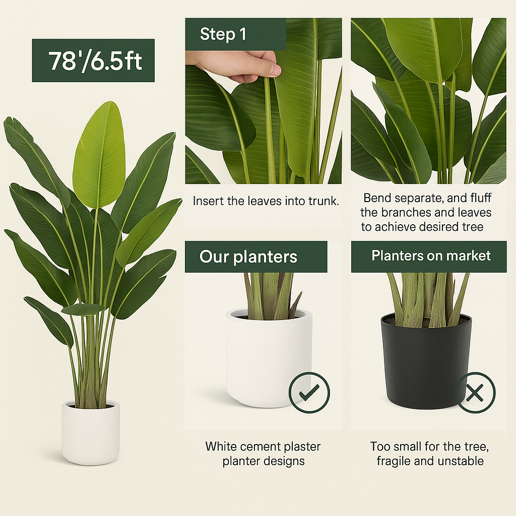 Artificial Bird of Paradise Plant - 6.5Ft Tall