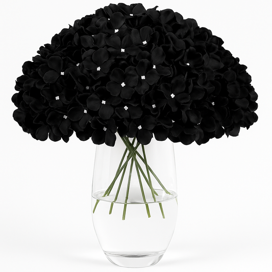 Faux Black Hydrangea Artificial Flowers -12 pcs